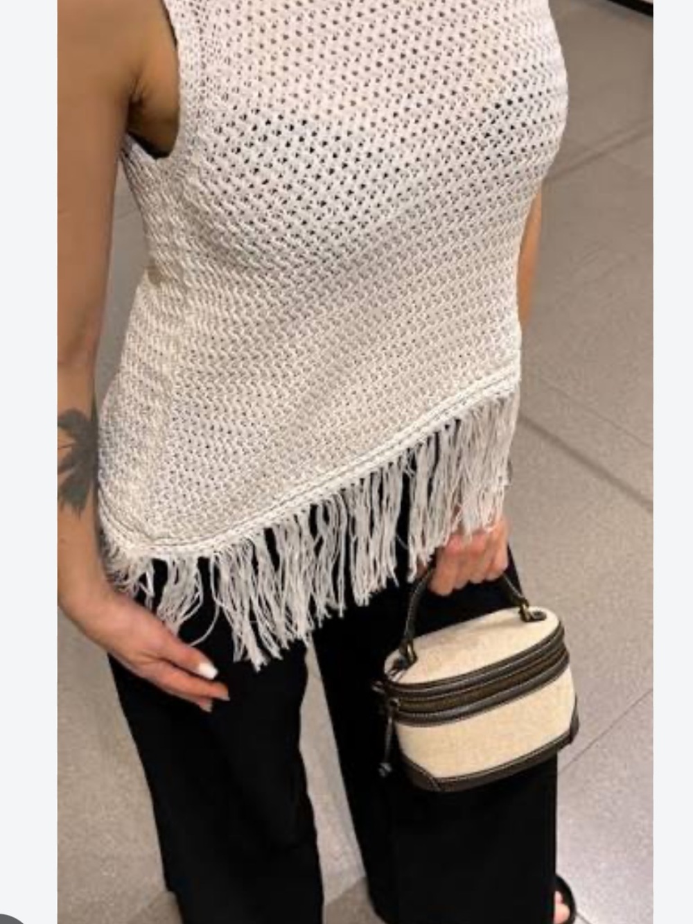 Zara White Crochet Fringe Tank Top - Women's
